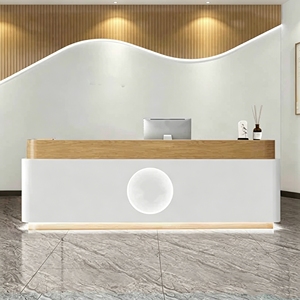 Mostrador de servicio de madera con luz LED para muebles comerciales CR106, para sala de exposiciones, salón, boutique, área de registro de hotel - Product Image 5