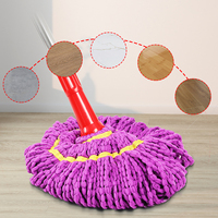 Serpillère ronde en microfibre avec cordon torsadé et manche télescopique en acier inoxydable pour le nettoyage des sols à la maison KOOCCA