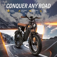 Vélo de montagne électrique rétro MX10 avec pneus larges 20x4.0, 48V 250W, 7 vitesses, fourche double en acier au carbone, selle longue et batterie au lithium