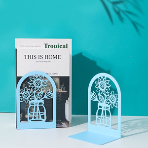 2pcs <strong>Metal</strong> Book Divider <strong>Bracket</strong> with Anti-Slip and Scratch-Resistant Rubber Pads Bookend Desk Stopper - Product Image 3