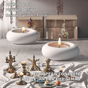 Portavelas de Cerámica BER, Estilo Europeo, Personalizado, de Hormigón Ecológico, para Decoración del Hogar, Tamaño Corto/Pequeño, Impresión por Grabado - Product Image 2