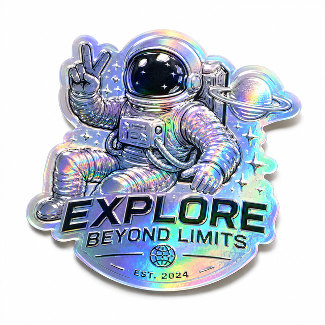 Custom 3D Varnish Raised Die Cut Sticker Holographic Foil Tactile Logo Spot UV Resist Printing Holo Branding PVC Vinyl Stickers