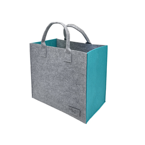 Bolsa de Mano Abierta Personalizada de Fieltro de Lana de Dos Tonos, Bordada, Negra y Gris, Ecológica, Reutilizable, para Mujeres, Regalos, Portátil, Compras, 35x30x15cm - Product Image 3