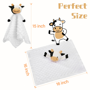 Manta de seguridad de vaca suave para bebés, para niños y niñas, manta de apego para recién nacidos, juguete de apego para bebés con diseño de vaca - Product Image 3