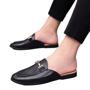 Custom Logo Men's PU Flat Loafers Slip-On Slippers with EVA Insole <b>Waterproof</b> & Breathable for Home & <b>Outdoor</b> Use - Product Image 1