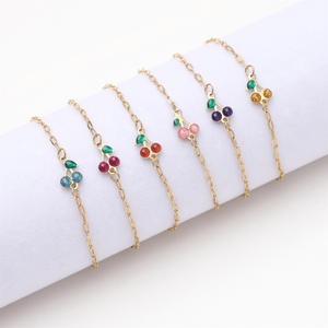 Pulsera minimalista de frutas PVD, cadena fina de acero inoxidable chapada en oro de 18 quilates, bonita pulsera de cereza, tobillera para niñas - Product Image 1