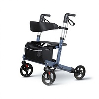 Déambulateur à quatre roues multifonctionnel pour personnes âgées, pliable, avec siège, type poussoir, capacité 200 Jin