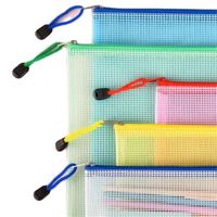 Pochettes zippées multifonctions en maille écologiques format A4/Lettre, imperméables, personnalisables, pour l'organisation et le rangement des dossiers scolaires