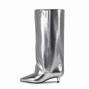 <span class=keywords><strong>Stivali</strong></span> alti al ginocchio con polpaccio largo da donna alla moda con <span class=keywords><strong>tacco</strong></span> <span class=keywords><strong>basso</strong></span> <span class=keywords><strong>a</strong></span> <span class=keywords><strong>punta</strong></span> oliato Pull on taglie 35-43 - Product Image 6