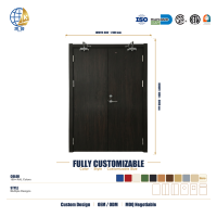 Porte coupe-feu contemporaine en acier avec finition imitation bois pour hôpitaux, hôtels, écoles, cuisines et plus encore - Tailles personnalisées, solution complète