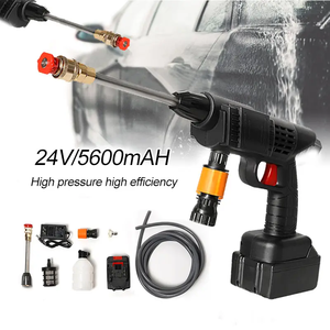 Pistola de lavado a presión de litio de 5M económica con tubo de entrada de agua Chorro de agua multifunción alimentado por batería para limpieza de automóviles - Product Image 1