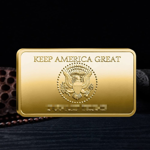Barra commemorativa patriottica moderna rettangolare in ghisa, placcata oro e argento, souvenir non circolare da collezione - Product Image 4