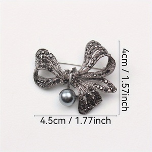 Spilla a fiocco retrò semplice, <span class=keywords><strong>femminile</strong></span>, con strass scuri, accessorio per corsage, scialle, sciarpa e cappelli - Product Image 5