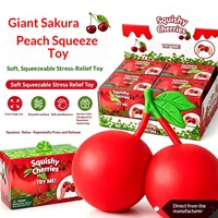 Jouet Squishy Géant Double Cerise, Jouet Anti-Stress à Remontée Lente en Forme de Fruit, Coffret Cadeau Doux
