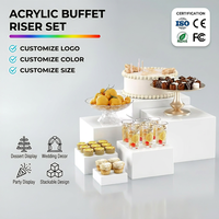 Lot de 6 boîtes de présentation en acrylique blanc, écologiques, cubes empilables, support de présentation pour buffet de desserts, support de présentation pour aliments de fête