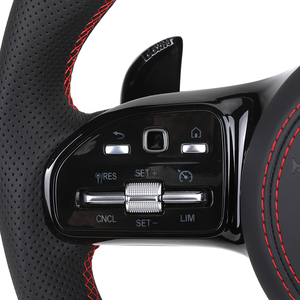 Volante in carbonio stile nero mezza pelle traforata per W213 C238 W463 W464 W222 C217 <span class=keywords><strong>CLS</strong></span> <span class=keywords><strong>C257</strong></span> W205 C63 AMG - Product Image 4