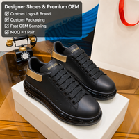Chaussures de luxe pour hommes et femmes, en cuir noir et or, de haute qualité, baskets chunky, nouvelles.