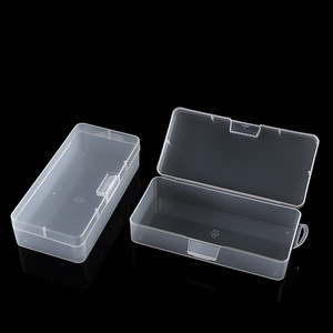 Transparent Rectangular Plastic Storage Box 18.1x8.8x4.6cm With Clips For Stationery Tool Organizer Lidded PP Container - Product Image 1
