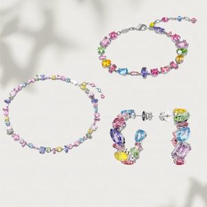 Venta caliente estilo europeo y americano <span class=keywords><strong>Magar</strong></span> Rainbow Candy Powder Jewelry Set para damas-Crystal-Shimmering Colorful Gift - Product Image 1