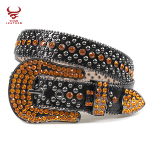 Cinturón de Piel de Cocodrilo de Moda con Piedras, Cinturón de Cuero PU con Pedrería, Diseño de Bb <span class=keywords><strong>Simon</strong></span> - Product Image 6