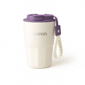 Eco Friendly Reusable Stainless Steel <b>Coffee</b> Travel Mug | Powder Coated Vacuum Tumbler with Handle Strap for Corporate Branding - Product Image 1