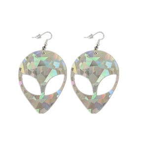 Pendientes Acrílicos Iridiscentes con Forma de Extraterrestre, Redondos, Plateados, Accesorio para Disfraz de Halloween, Regalo Duradero - Product Image 3