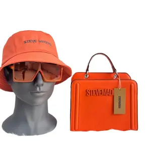 New Arrival Custom Logo Famous Brand Designer Zipper Quality Pu Leather Square Handbag Bag Hat Sunglasses Set