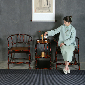 Retro <b>Bamboo</b> Coffee <b>Table</b> With Rattan Top Storage Design For Living Room Home Use - Product Image 4
