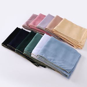 Hijab in Chiffon di Alta Qualità con Perle, Sciarpa con Catena di Strass e Diamanti, Scialle Musulmano per Donne, Copricapo Islamico Fatto <span class=keywords><strong>a</strong></span> Mano con Perline - Product Image 1