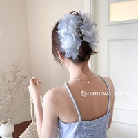 Jepit Rambut Wanita Super Fairy Blue Mewah Berkualitas Tinggi Desain Baru Bulu Besar Eksklusif Bahan Asetat Hiasan Kepala Belakang PC/Plastik/Resin