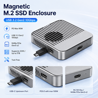 Boîtier SSD NVMe M2 à chargement magnétique PD, 10 Gbps USB3.2 Gen2, 100 W PD, pour SSD NVMe M-Key 2230 2 To, en aluminium, portable, sans outil