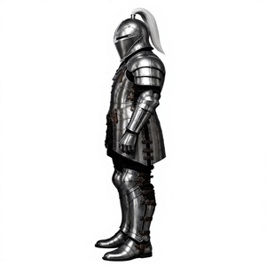 Ensemble complet d'armure de chevalier médiéval gothique 3D en acier inoxydable plaqué argent, style antique, costume de cosplay de collection - Product Image 3