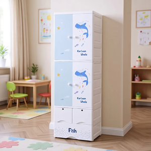 <span class=keywords><strong>Armario</strong></span> Infantil de Doble Puerta de 58 cm de Ancho, <span class=keywords><strong>Armario</strong></span> de Almacenamiento con Barra para Colgar, Estante, Cajón, Muebles Modulares de Plástico, <span class=keywords><strong>Armario</strong></span> de Plástico para Bebés - Product Image 3