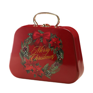 Caja Metálica de Almacenamiento Navideña con Asa, para Regalos, Dulces y Galletas, Vacía - Product Image 1