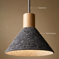 Lampe suspendue LED en feutre PET, hauteur réglable, haute luminosité, protection des yeux, lumière blanc chaud 3500K, 90 CRI, installation facile, gris, pour la maison