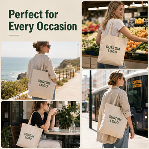 Custom Logo Durable <b>Canvas</b> Tote <b>Bags</b> Multiple Sizes Reusable Eco-Friendly Shopping <b>Bags</b> for Wholesale and Promotion - Product Image 3