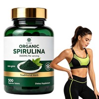 Capsules de spiruline naturelle en gros pour OEM, riches en protéines végétales, complément de santé, comprimés d'extrait de spiruline