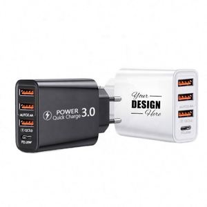 Custom Durable PVC Multi-Port 25W USB-C Charger <b>Adapter</b> Fast PD & QC Charge for iPhone 12-16 Samsung S24-S22 <b>EU</b> <b>Plug</b> - Product Image 1