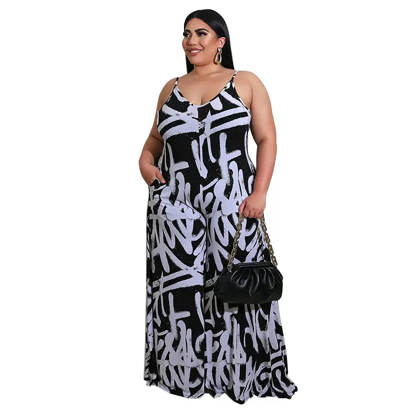 New Plus Size Damen bekleidung New Sling Irregular Graffiti Jumps uit