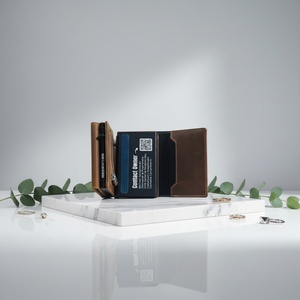 Boshiho Leather RFID Customized Pattern Metal Pop-up Anti Theft Business ID <b>Wallet</b> for Men Pop up Credit <b>Card</b> <b>Holder</b> - Product Image 5