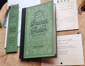 Juego de Invitaciones de Boda con Estilo de <span class=keywords><strong>Libro</strong></span> Botánico Personalizado, Papel Texturizado, Tapa Dura, Folio, con Folleto Vintage y Marcador - Product Image 3