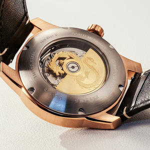 Relojes de Dragón 3D Chapados en Oro de Marca Personalizada de 42 mm con Correa de Cuero, Reloj de Pulsera Mecánico de Cuerda Automática, Proveedor - Product Image 1