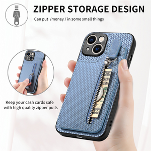 Pour <span class=keywords><strong>iPhone</strong></span> 16E 17 Air 16 15 14 13 11 12 Pro Max étui en fibre de carbone PU <span class=keywords><strong>cuir</strong></span> portefeuille porte-carte fermeture éclair <span class=keywords><strong>coque</strong></span> de téléphone - Product Image 5