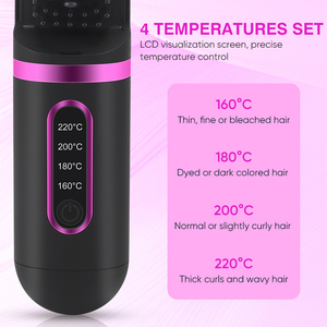 Brosse Lissante Chauffante 2-en-1 Rechargeable Sans Fil en Céramique à Chauffage Rapide pour Cheveux Femme – Fer Plat sans Cordon - Product Image 4