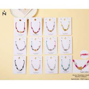 Stainless Steel Beaded <b>Bracelet</b> Set 12pcs Colorful Charm Jewelry For Women Trendy Gift - Product Image 1