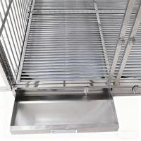 Cage d'intérieur de luxe robuste en acier inoxydable 304, pliable, avec roues et motif animalier, respirante