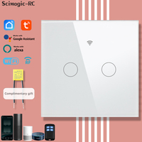 Interruptor de Luz Inteligente SMG-3066 con Pantalla Táctil, WiFi y RF Inalámbrico, 2 Canales, No Requiere Cable Neutro, Compatible con Alexa