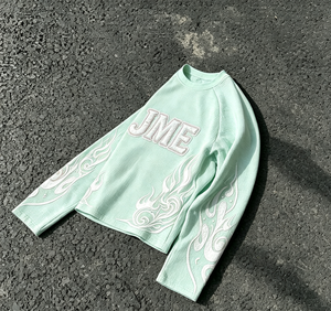 Camiseta de Manga Larga con Cuello Redondo, Tejido Waffle, Bordado Personalizado Hong Guan, Color Verde Menta, Estilo Casual para Hombre - Product Image 2