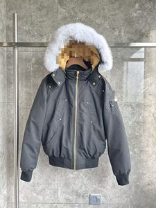 Chaqueta de Invierno Casual para <span class=keywords><strong>Hombre</strong></span>, con Capucha con Ribete de Piel de Zorro Canadiense, Cierre de Cremallera, Impermeable, de Tela de Lona Transpirable para Invierno - Product Image 4