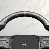 Volante de Cuero con Franja Superior Personalizada YZ de Fibra de Carbono para GMC Sierra 1500 2500 3500 HD GMT800 GMT900 Denali 19+ Piezas para Camioneta